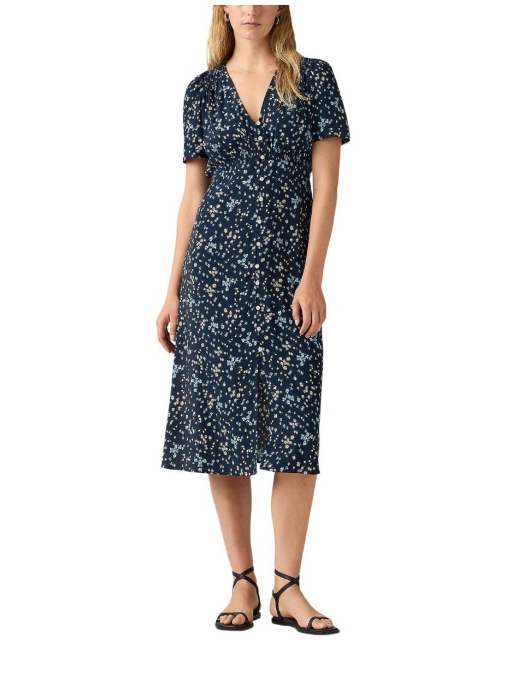 Levi’s Navy Floral V-Neck Midi Dress